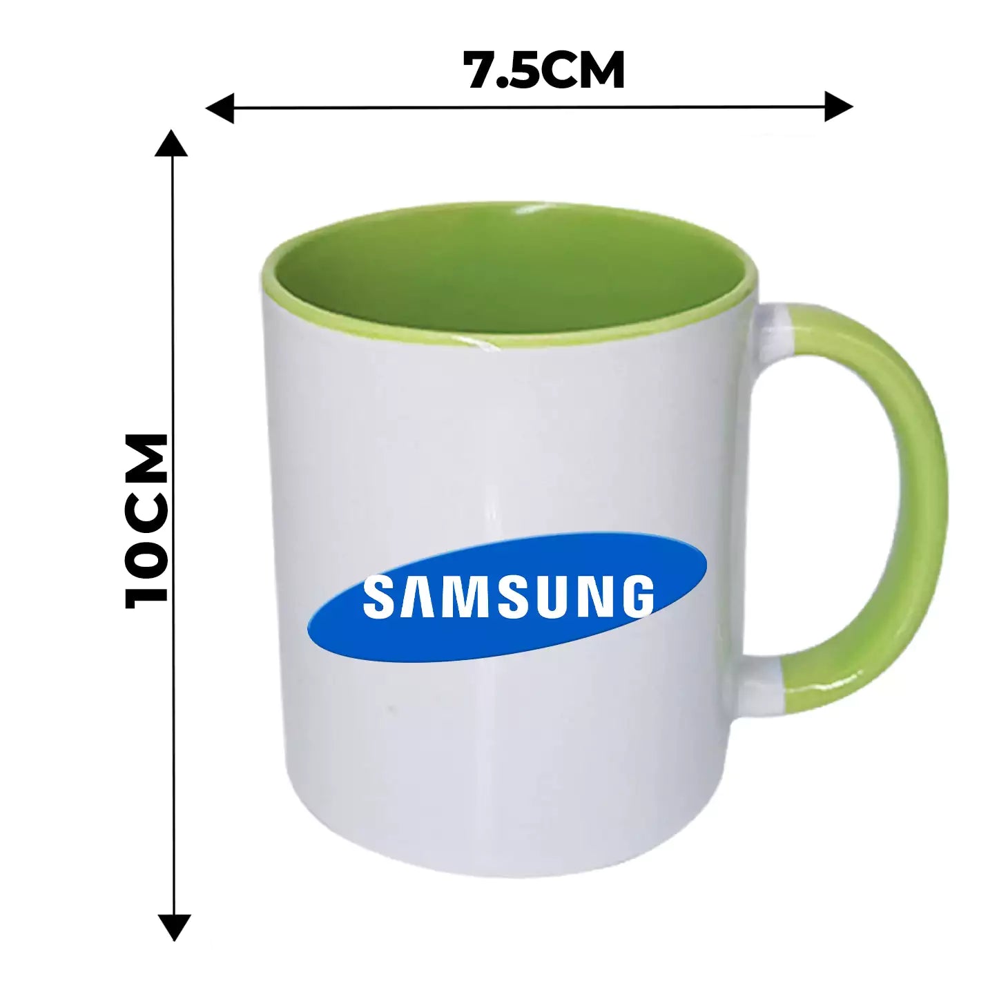 Luxury White Sublimatable Ceramic Mugs with Green Handle Img 3